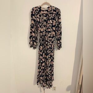 Christy Dawn Bergen Dress XL Floral long sleeve maxi wrap dress